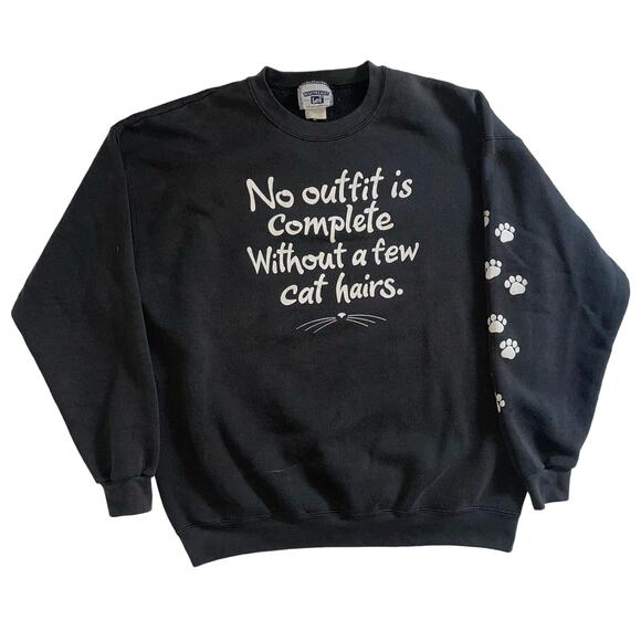Vintage No Outfit Is Complete Without A Few Cat Hairs Lee Crewneck Sweatshirt - Picture 1 of 7